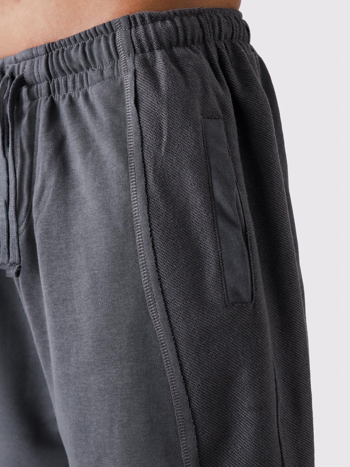 Graphite Grey Aim Shorts close-up, soft cotton men's everyday shorts by GROOVY Pakistan