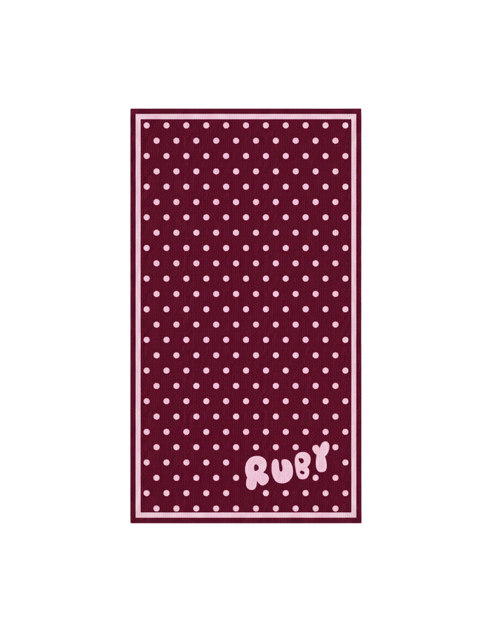 BEACH TOWEL BURGUNDY POLKA DOT