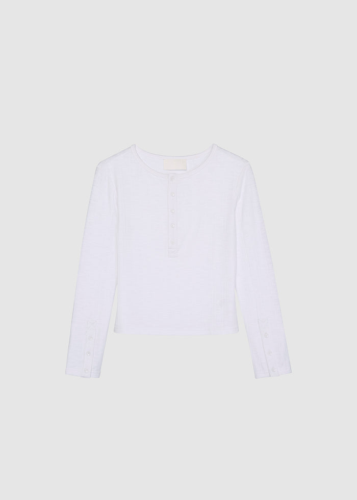 BUTTON-CUFF HENLEY TOP