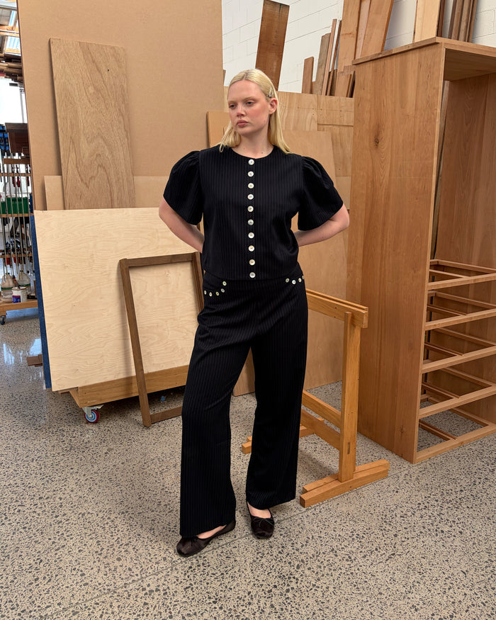CAROLYN PANT NAVY PINSTRIPE