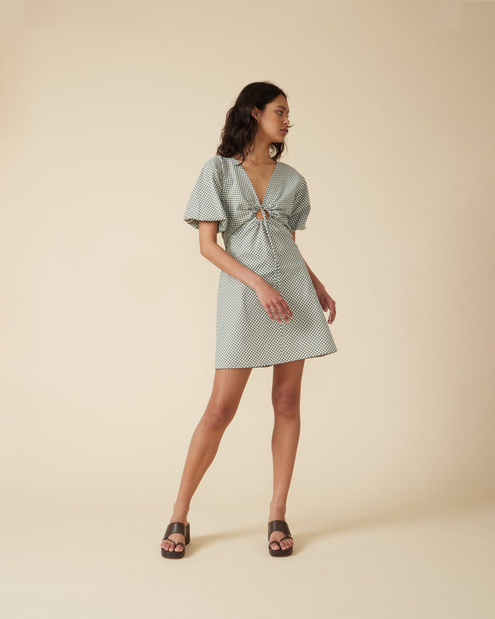 DONOVAN MINIDRESS KHAKI GINGHAM