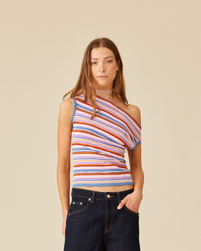 EMMA KNIT TOP LILAC SUNSET STRIPE