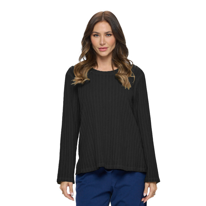 Everyday Ease Long Sleeve Top in Black - CS384-BLK