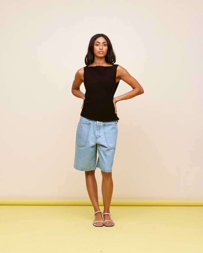FIREBIRD COWL SLEEVELESS TOP BLACK