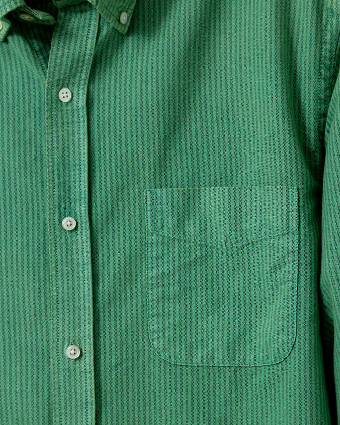 Garment Dyed Oxford Stripe Shirt in Spruce