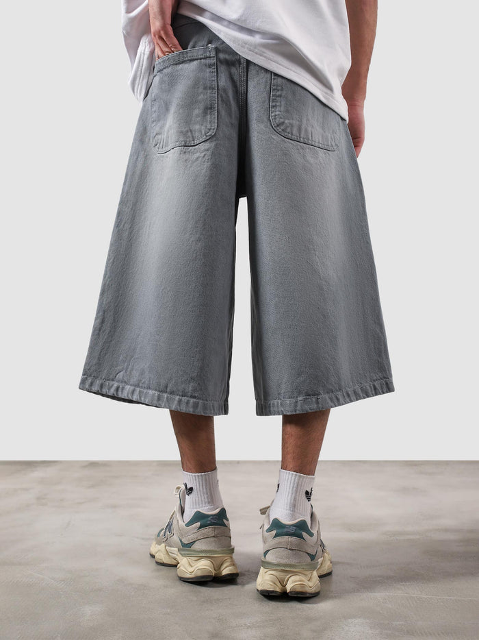 Jorts dark stone detail closeup hard washed denim texture hardware Pakistan – GROOVY