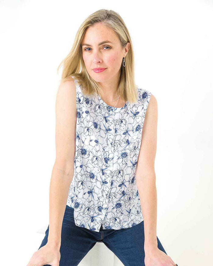 Karen Floral Viscose Sleeveless Vest - The Classic Boutique
