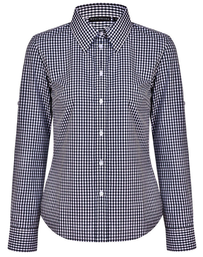 M8300l Ladies Gingham Check Long Sleeve Shirt