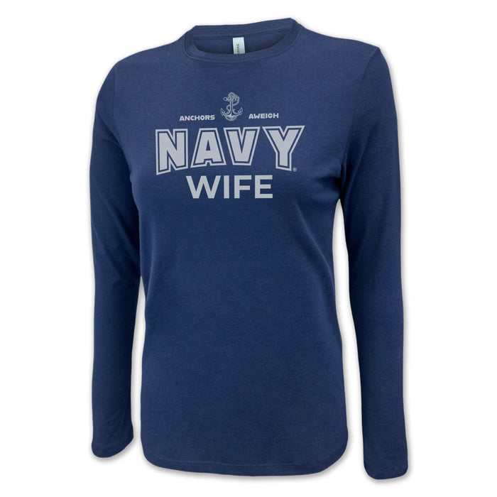 Navy Wife Women's Long Sleeve T-Shirt (Navy)
