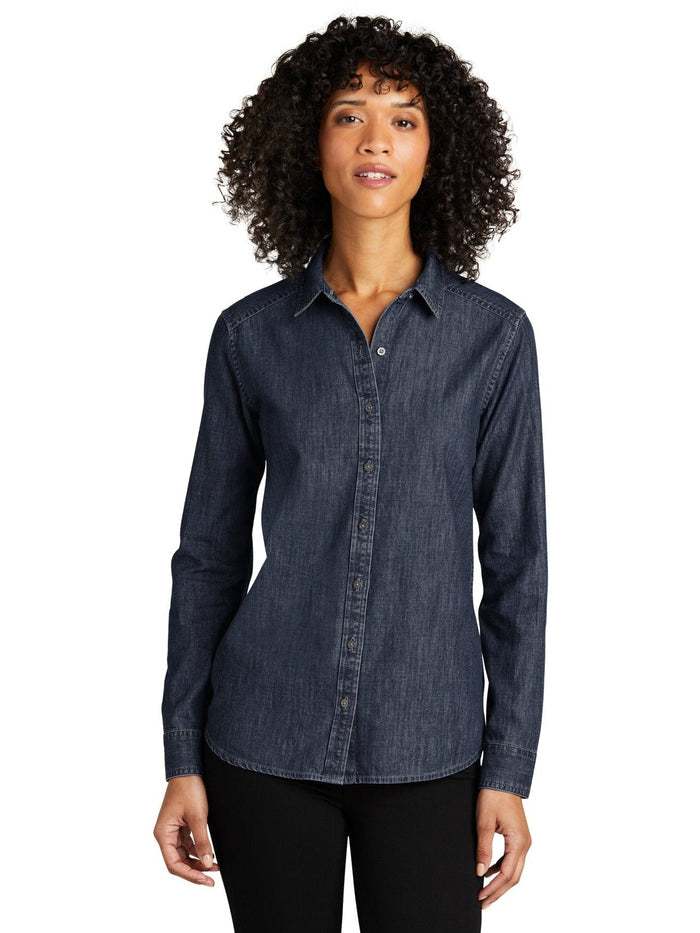 no-logo Port Authority Ladies Long Sleeve Perfect Denim Shirt-Regular-Port & Company-Thread Logic
