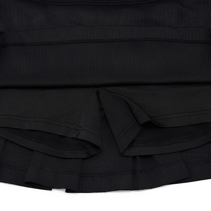 Rib Back Pleated Skirt (Black)