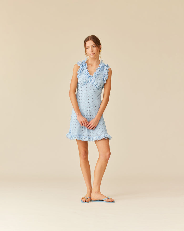 RILEY MINI DRESS BLUE POLKA DOT