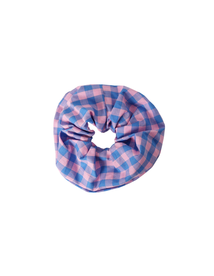 SABRINA SCRUNCHIE PINK BLUE GINGHAM