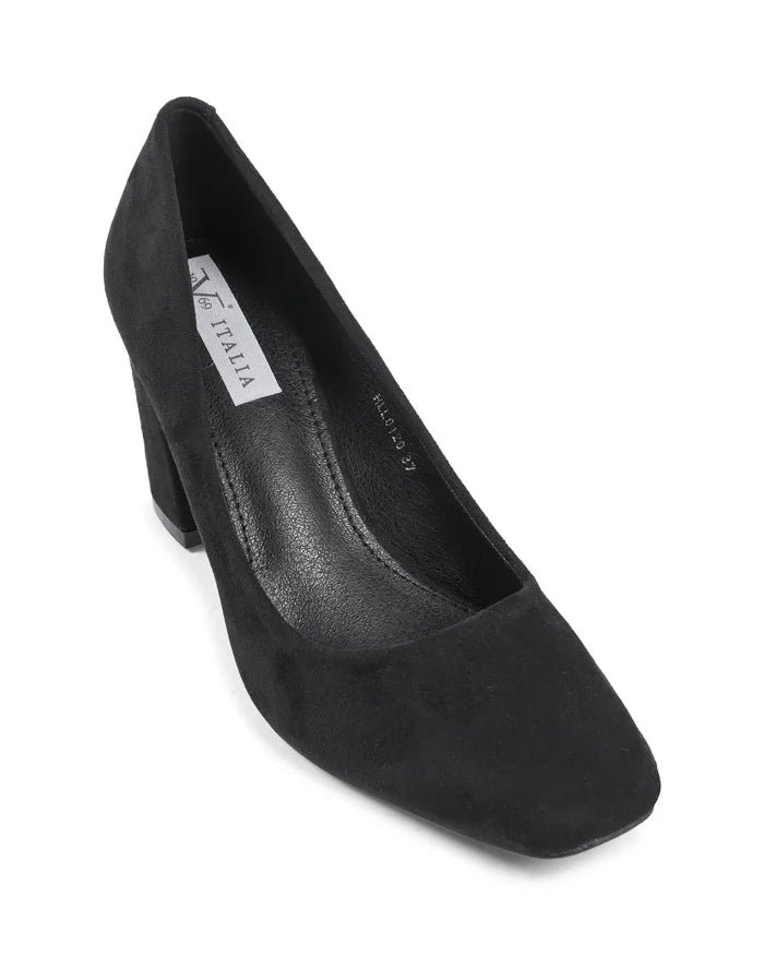 19V69 Italia Black Fabric High Heel Pumps