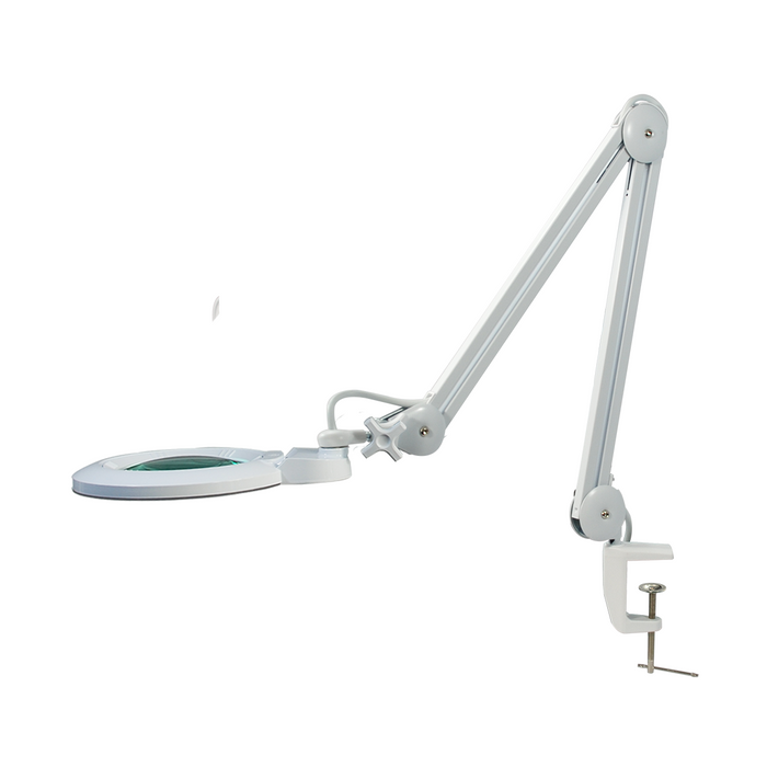 5 Diopter (2.25X) LED Magnifying Lamp with Clamp - 6-inch Glass Lens (Removable)