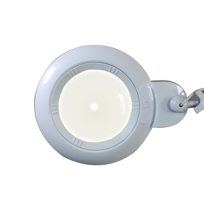 5 Diopter (2.25X) LED Magnifying Lamp with Clamp - 6-inch Glass Lens (Removable)