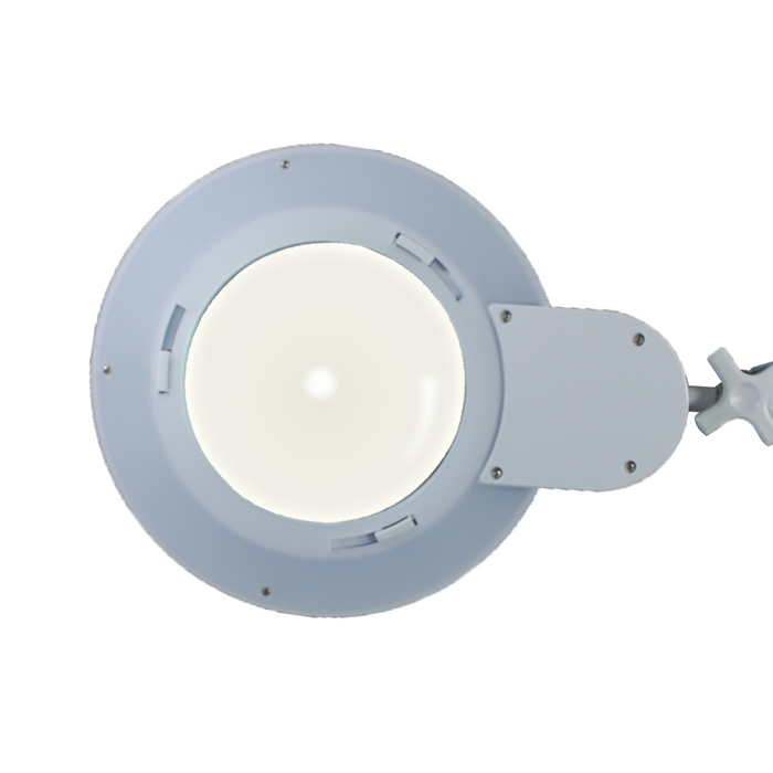 5 Diopter (2.25X) LED Magnifying Lamp with Clamp - 6-inch Glass Lens (Removable)