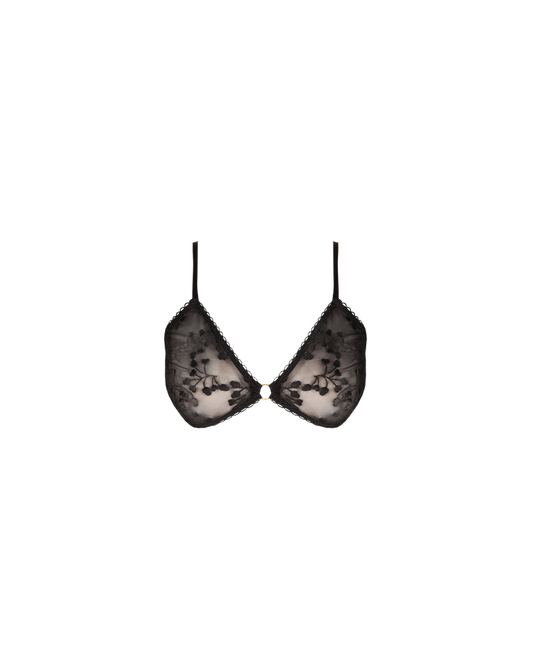 90210 LOW SUPPORT MESH BRA BLACK EMBROIDERY
