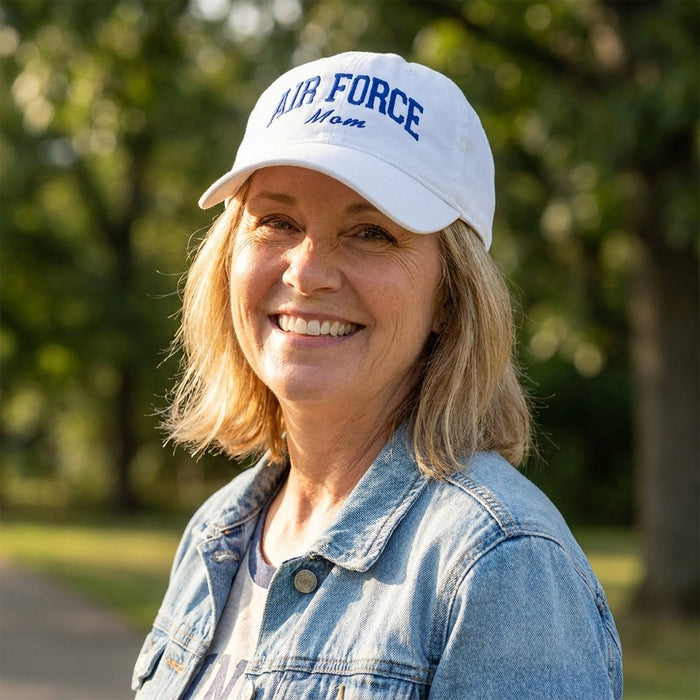 Air Force Mom Relaxed Twill Hat (White/Royal)