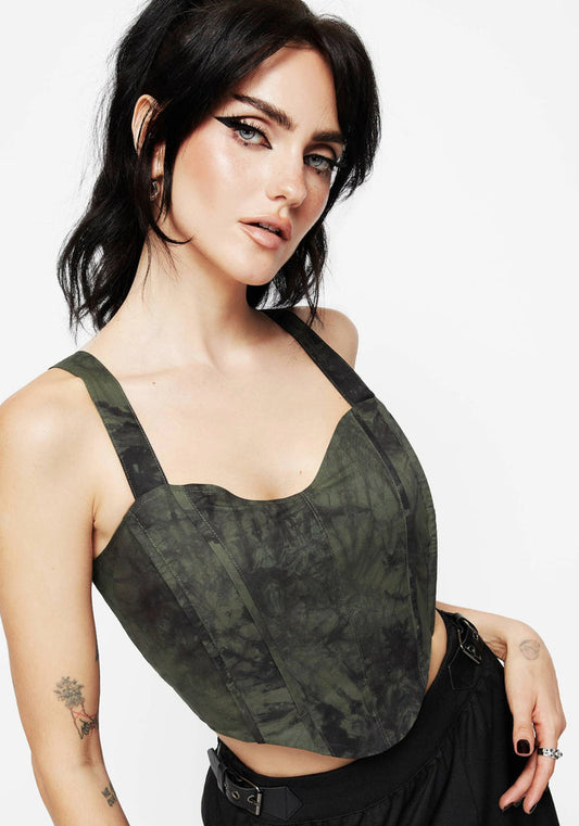 Alessandra Tie Dye Print Corset Top