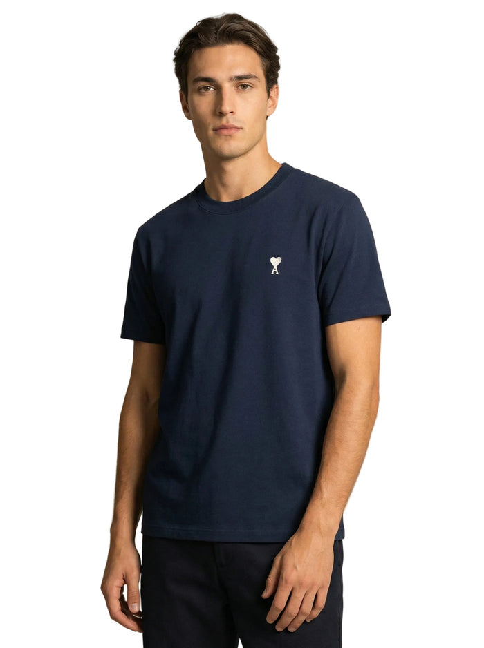Ami Paris T-shirt Ami De Coeur Blue White - Navy