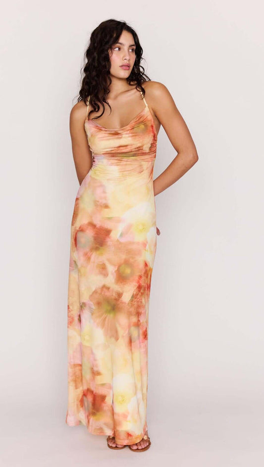 Aria Mesh Maxi Dress - Sunset