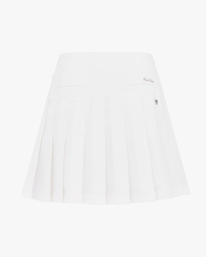 Asymmetrical Ribbon Pleated Skirt (White)