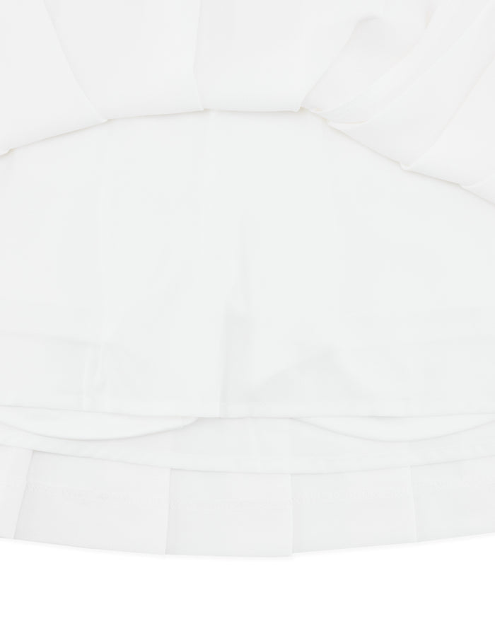 Asymmetrical Ribbon Pleated Skirt (White)