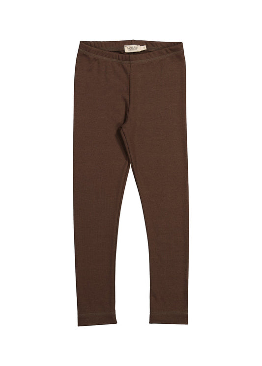 Brune leggings med bred elastik i taljen og lange ben