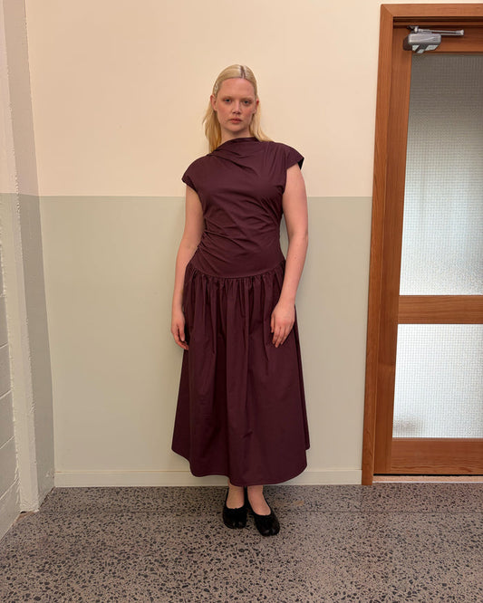 BIRDIE MAXI DRESS BURGUNDY