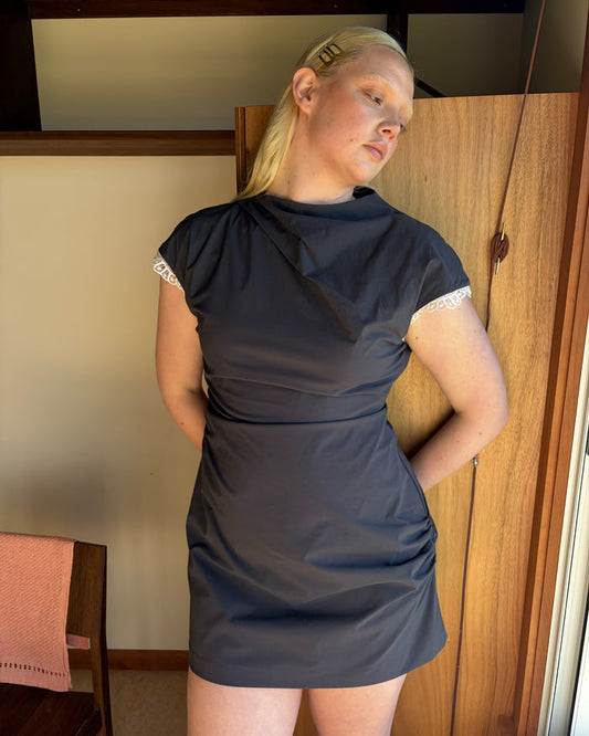 BOWIE MINI DRESS CHARCOAL