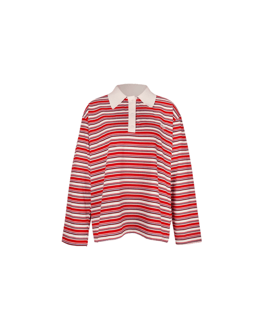BRADY POLO WHITE BLUE RED STRIPE