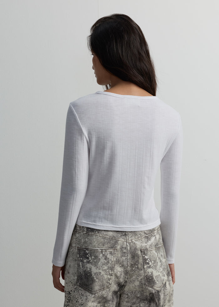 BUTTON-CUFF HENLEY TOP