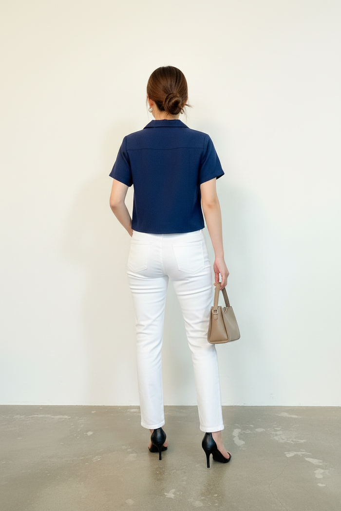Button Front Top with Tie-Knot