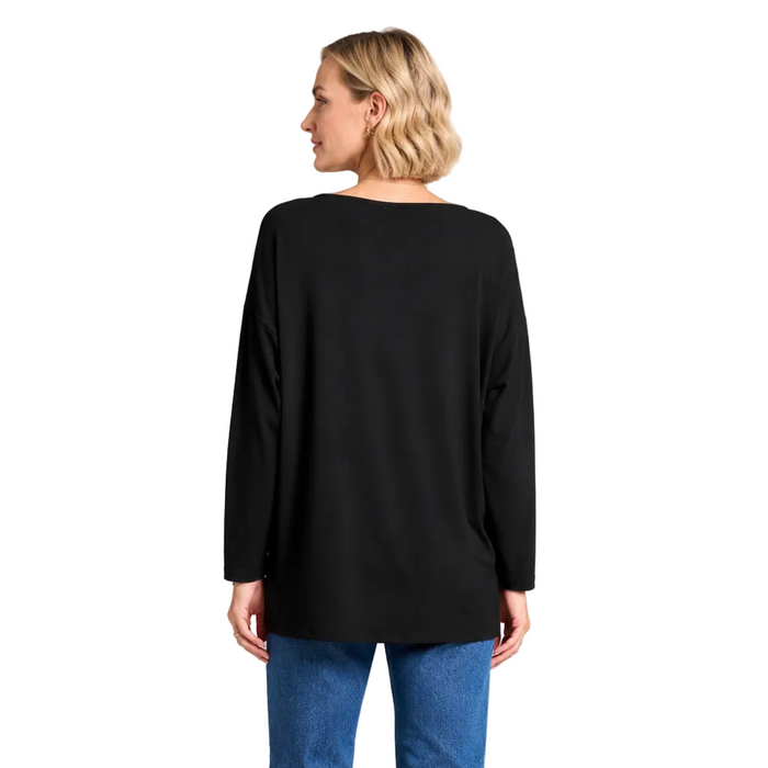 By JJ Solid Long Sleeve Pullover in Black - CR105-BLK