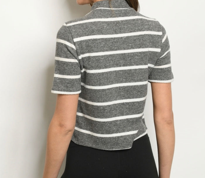 Charcoal Ivory Stripes Top
