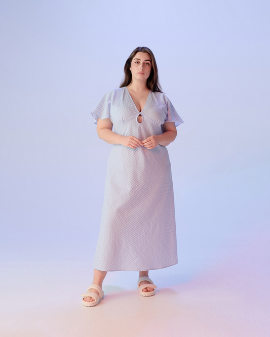 CLOVER MIDI DRESS BLUE GINGHAM