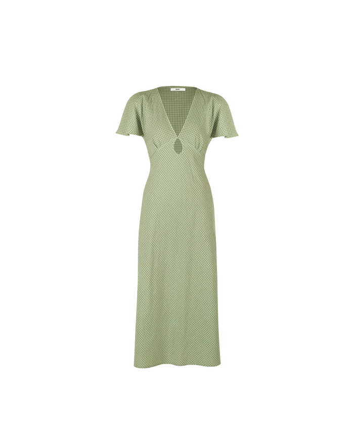 CLOVER MIDI DRESS OLIVE GINGHAM