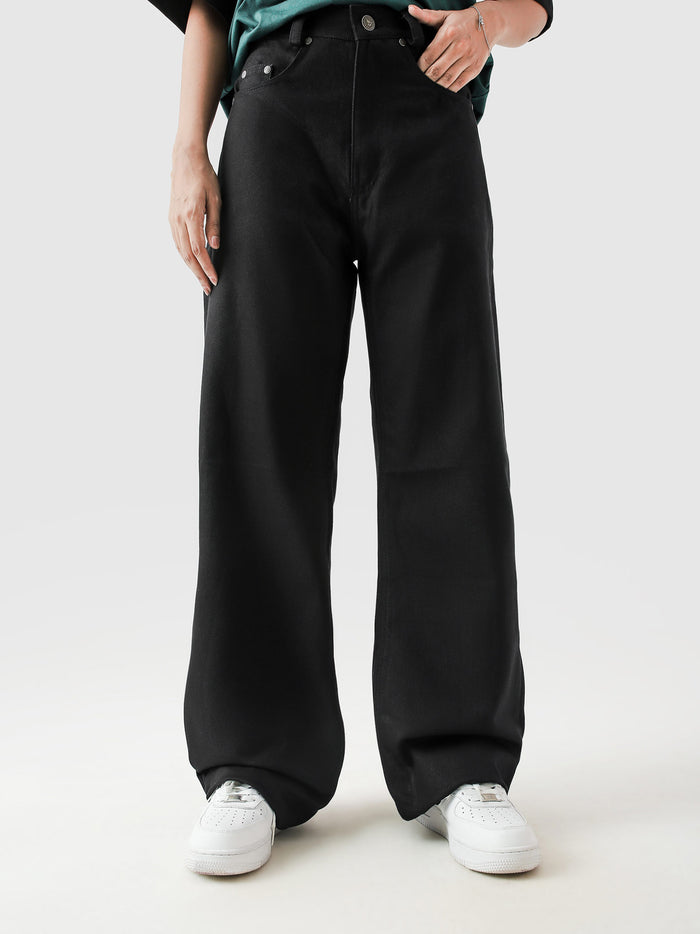 CORE denim black baggy jeans male model full body front view Pakistan – GROOVY