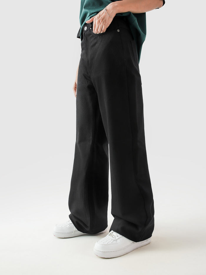 CORE denim black jeans male model back view relaxed fit Pakistan – GROOVY