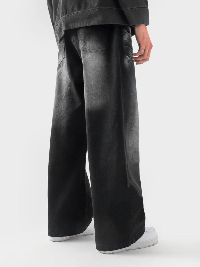 CORE denim washed black jeans flat lay washed black 13oz cotton Pakistan – GROOVY