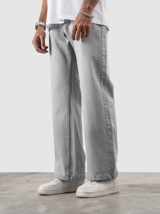CORE denim white stone baggy jeans male model full body front view Pakistan – GROOVY