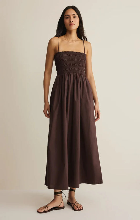 Cornelia Poplin Maxi Dress - Chocolate Cherry