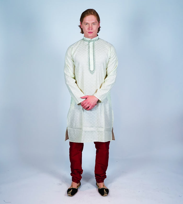 Cotton Mint Green Men's Kurta