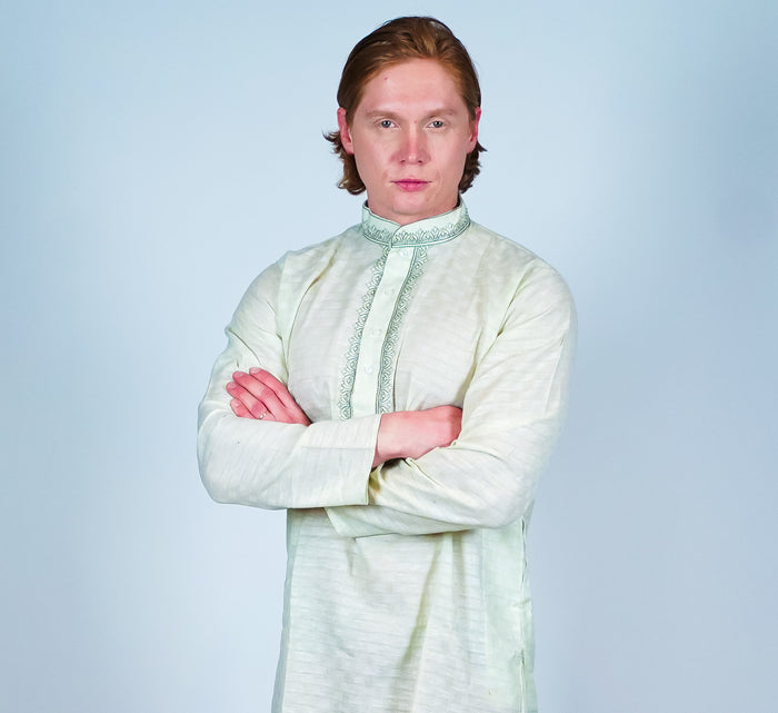Cotton Mint Green Men's Kurta