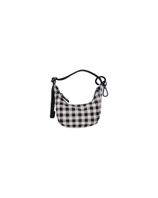 CRESCENT BAG CHARM BLACK GINGHAM