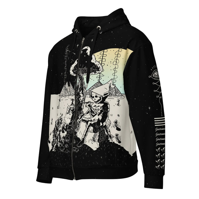 Death is Cool Zip Hoodie in Cosmic Bone Noir. OEKO-TEX® 100, REACH Compliant, GRS Certified.