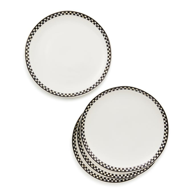 black and white check stoneware
