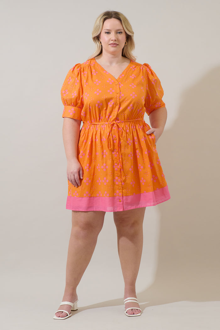 Donna Dot Elanie Button Down Mini Dress Curve