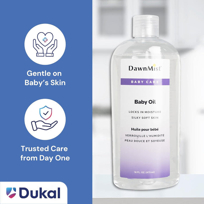 Dukal Dawn Mist Baby Oil with Dispensing Cap, 16 oz. Bottle